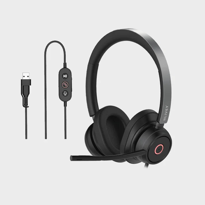 LIVEY Audixa LT-600DM AI Noise Cancelling USB-C + USB-A Headset