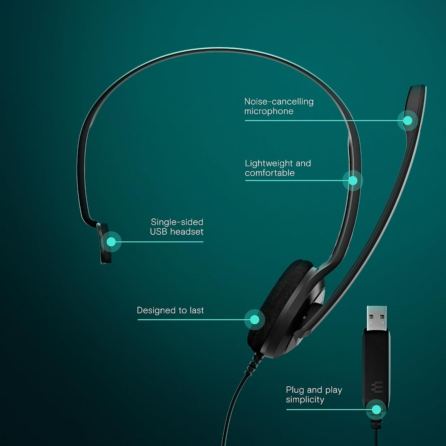 EPOS PC 7 USB Single-Sided Wired Headset with Noise-Cancelling Microphone